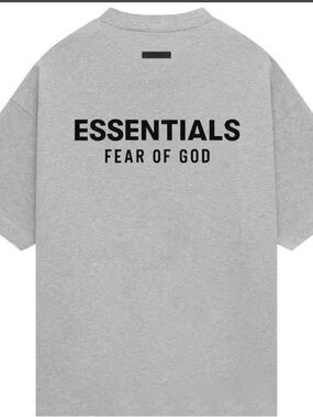 Essentials Fear of God Gray Logo Short Sleeve Tee oversized